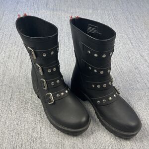 Steve Madden Thunder Women's Black Rubber Boots Size 7 Rain Boots